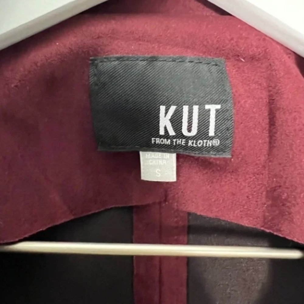 Kut From The Kloth Jacee Draped Burgundy Moto Jacket - Picture 5 of 8